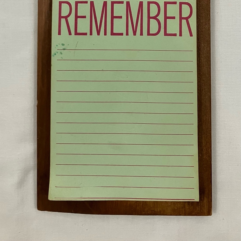 Vintage handmade wood memo pad holder with memo pad